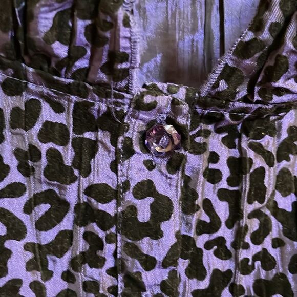 Harve Benard Crinkle Blouse Goth 3/4 Sleeve Button Down Ruffle Detail Medium - Picture 7 of 13